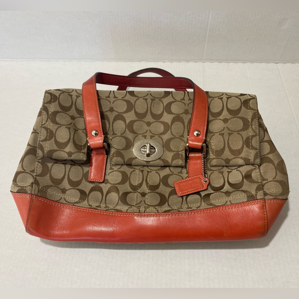 Coach Signature Pink Leather Shoulder Purse Jacquard Handbag Gray J0872-F13070